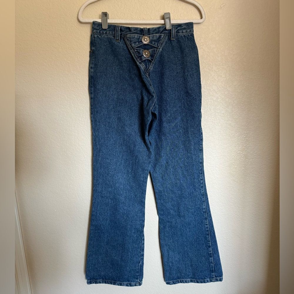 Vintage Western Rough Rider‎ Double Metallic Buckled Back Bootcut jeans sz 28 - Picture 2 of 6